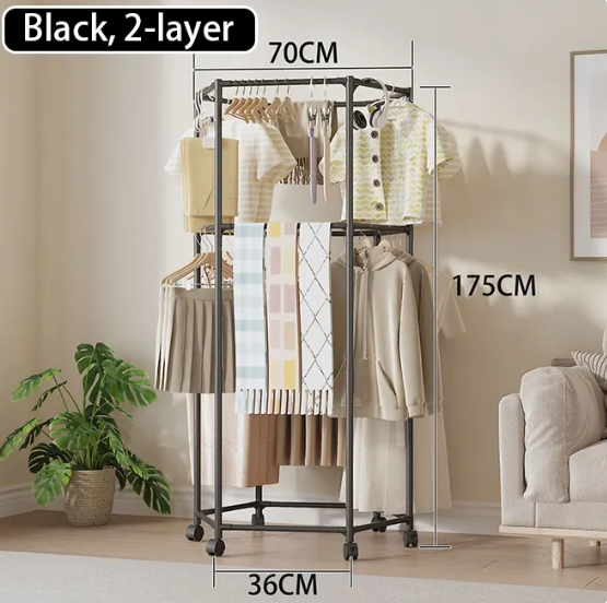 360° Rotating Double Layer Clothes Rack